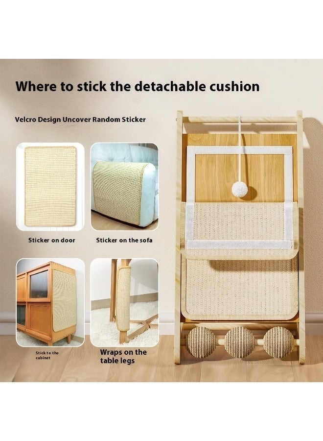 سيسلي لوح خدش للقطط من السيزال على  شكل حرف L مع إطار تسلق من الخشب الصلب وعمود رأسي مقاوم للتآكل وأشجار قطط وحبل خدش وكرة - Image 2