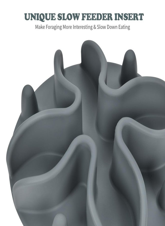 DEWVIE Slow Feeder Dog Bowls Insert, Silicone Slow Feeder Bowl with Strong Suction Cups Perfect for Stainless Steel Glass Ceramic Dog Bowls (Grey, Large Size) - Image 3