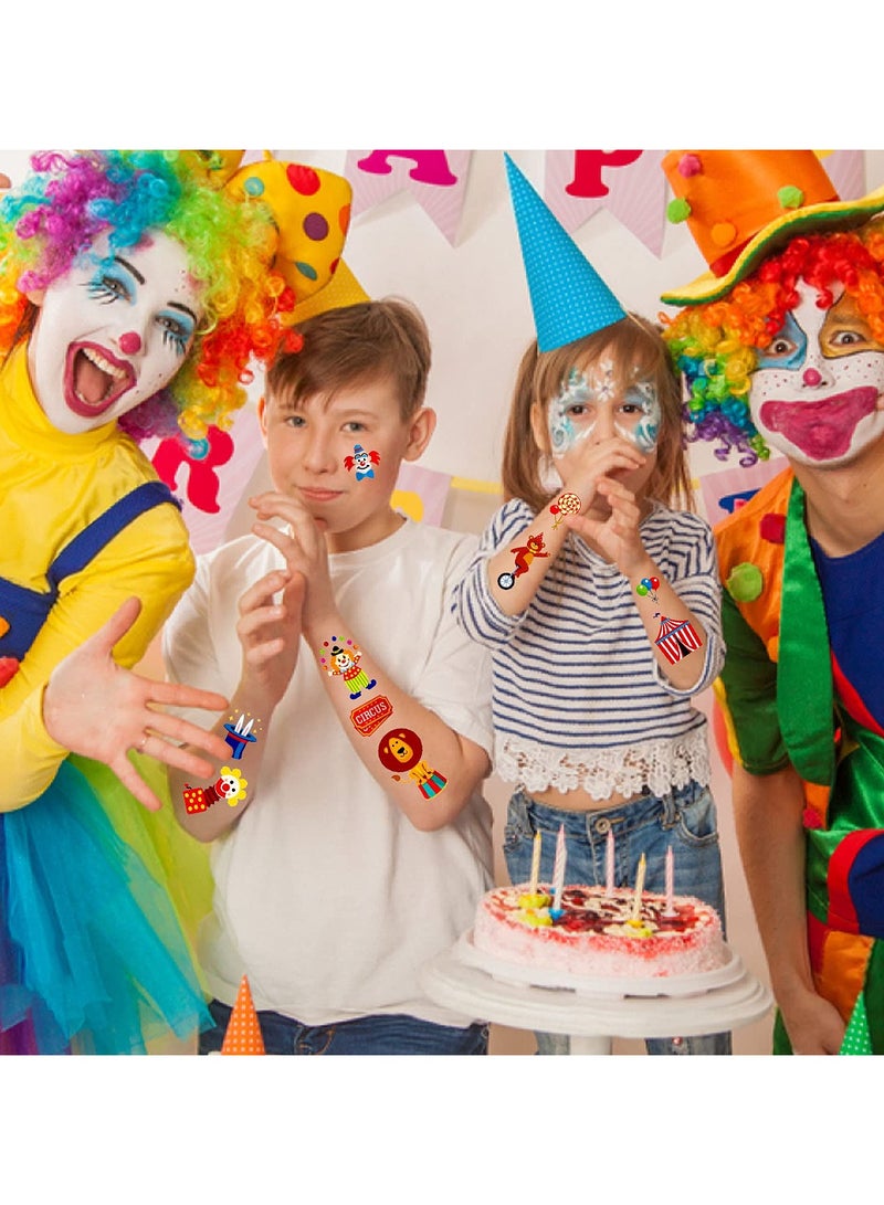 قوس قزح أورينبو 10 أوراق ديكورات حفلات بطابع السيرك الكرنفالي، 115 نمطًا من وشم السيرك الكرنفالي المؤقت للأطفال، لوازم الحفلات، هدايا، ملصقات وشم السيرك الملونة لحفلات الكرنفال، ألعاب - Image 4