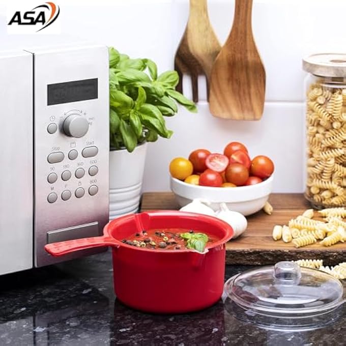 ASA Easycook Microwavable Red Saucepan With Lid NonStaining  750Ml - Image 4