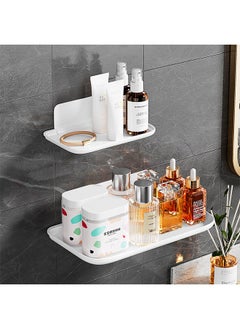 HaHaHai 2 Pieces Adhesive Floating Shelves Set, Small Shelf(30x12x1.6cm), Big Shelf(50x12x1.6cm), Bathroom Wall Organizer, Wall Storage Rack for Bathroom, Kitchen, Bedroom, White  - Image 4
