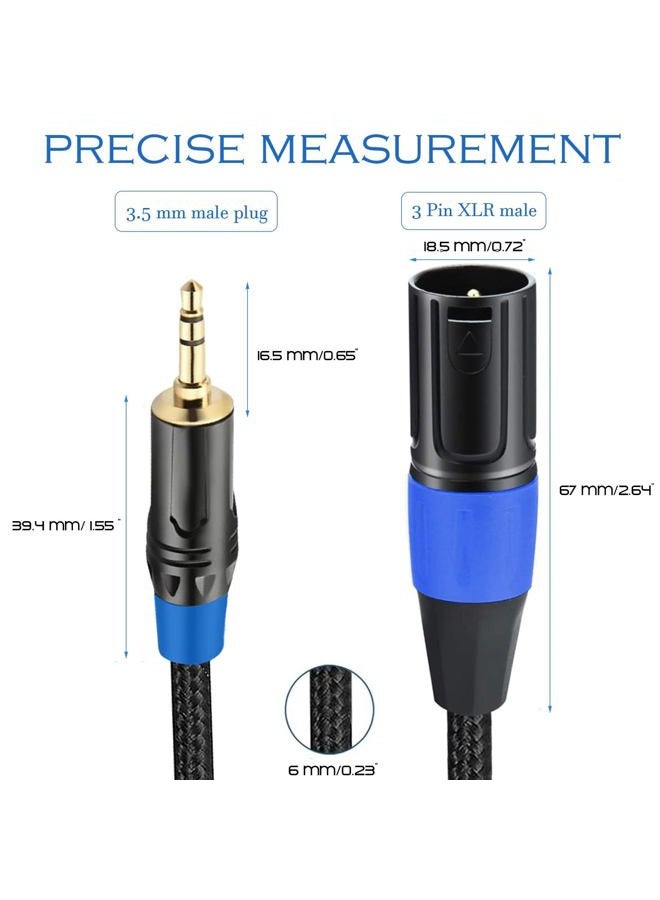 JOMLEY 3.5mm to XLR Balanced Cable, 1/8 to XLR Male Cable Adapter, 1/8" Mini Jack Stereo to XLR Cable, Male XLR to 3.5mm Adapter Cable Mono Audio Cord for Cell Phone, Laptop, Speaker, Mixer-1ft - Image 4