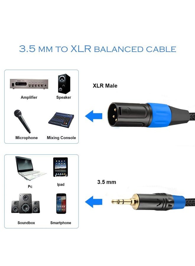 JOMLEY 3.5mm to XLR Balanced Cable, 1/8 to XLR Male Cable Adapter, 1/8" Mini Jack Stereo to XLR Cable, Male XLR to 3.5mm Adapter Cable Mono Audio Cord for Cell Phone, Laptop, Speaker, Mixer-1ft - Image 5