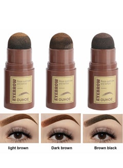 OUHOE 3color Eyebrow Stamp Stencil Kit One Step Brow Stamp Shaping Kit (Light brown+Brown black+Dark brown)  - Image 1