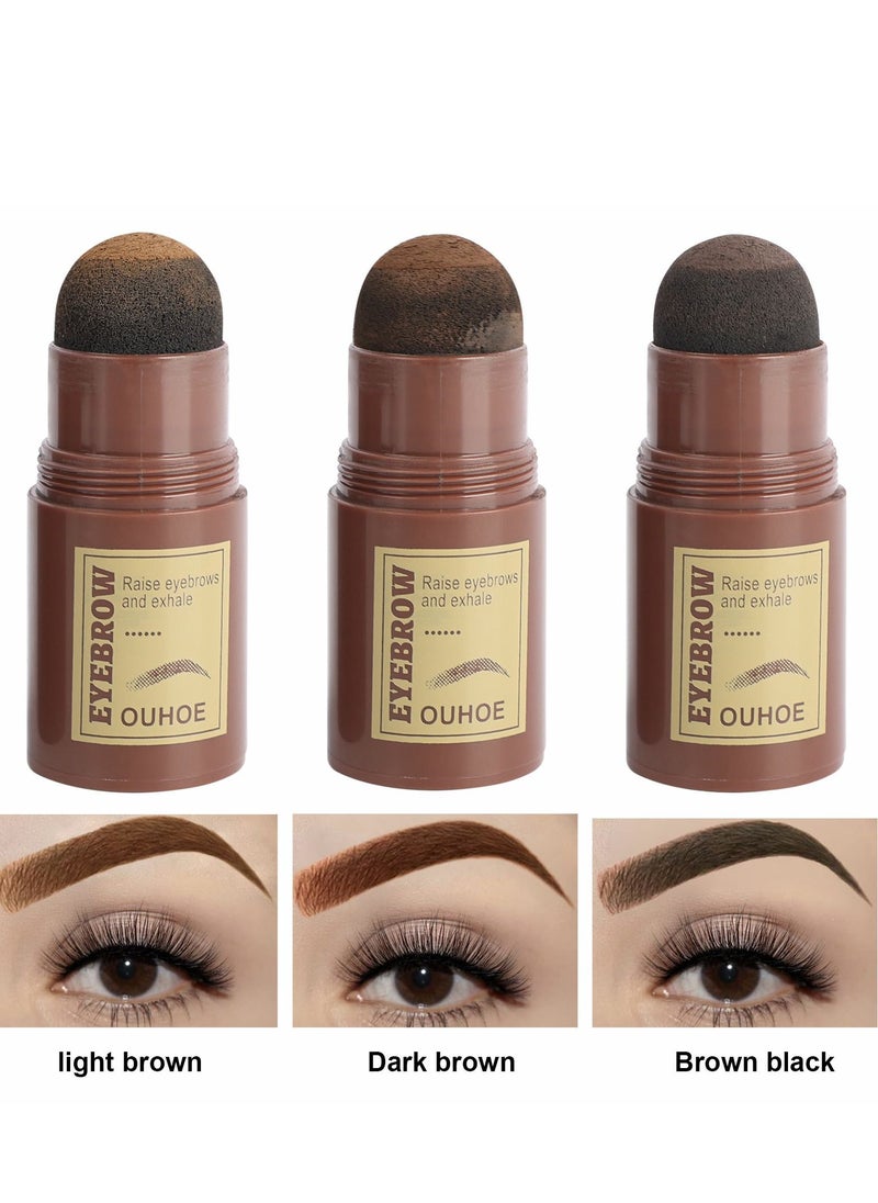 OUHOE - 3color Eyebrow Stamp Stencil Kit One Step Brow Stamp Shaping Kit (Light brown+Brown black+Dark brown) - Image 1