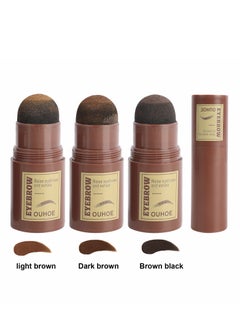 OUHOE 3color Eyebrow Stamp Stencil Kit One Step Brow Stamp Shaping Kit (Light brown+Brown black+Dark brown)  - Image 2