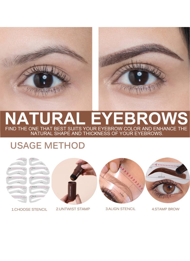 OUHOE - 3color Eyebrow Stamp Stencil Kit One Step Brow Stamp Shaping Kit (Light brown+Brown black+Dark brown) - Image 1
