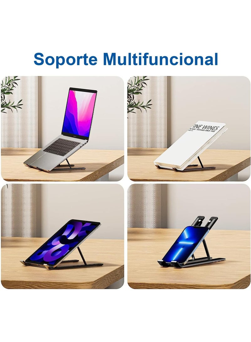 Laptop Stand/ Holder- Adjustable Aluminum Alloy Foldable Laptop Stand - Portable Aluminum Alloy Laptop Stand -  Portable Laptop Stand Foldable Aluminum Alloy Laptop Riser -  Aluminum Laptop Stand - Adjustable Height - Anti Slip & Sturdy with silicone pads - Compatible With 10 To 15.6 Inches Laptops - Image 2