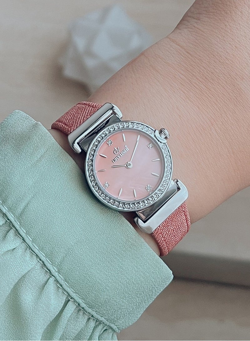 ديفوشي ساعه يد نسائيه ديفوشي جلد بلون وردي - Image 1