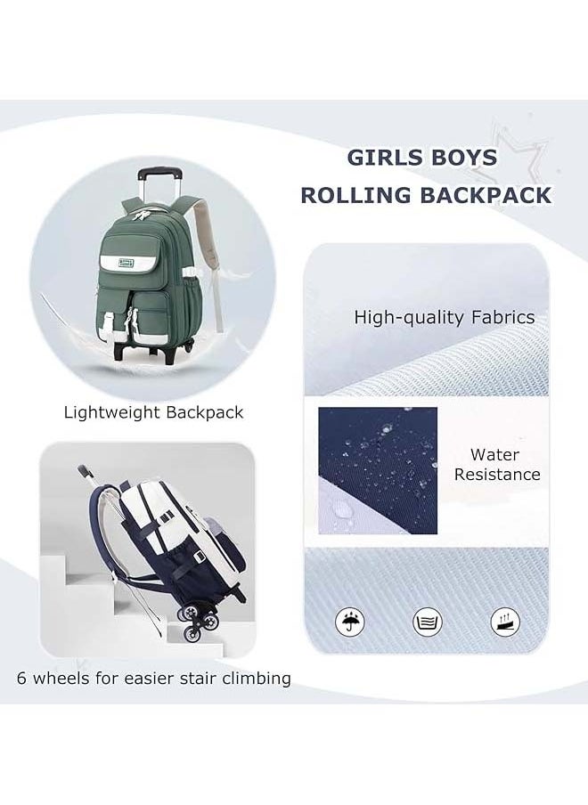 L&E Rolling Backpack for Girls Boys, Fashion Trolley School Bags Large Capacity Wheeled Kids' Luggage Bag,Trolley Bookbag for Elementary Student  - Image 2