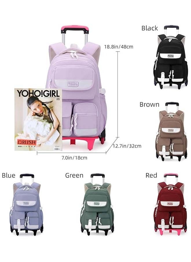 L&E Rolling Backpack for Girls Boys, Fashion Trolley School Bags Large Capacity Wheeled Kids' Luggage Bag,Trolley Bookbag for Elementary Student  - Image 4