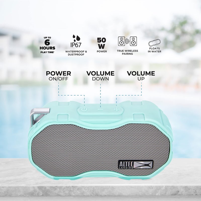 Altec Lansing Baby Boom XL - Waterproof Bluetooth Speaker, Wireless & Portable Speaker for Travel & Outdoor Use, Deep Bass & Loud Sound, 1 Pack, Mint - Image 2