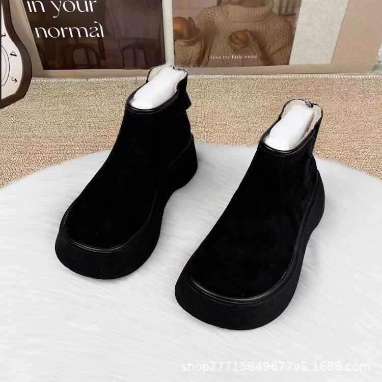 Thick Bottom Martin Boots Women'S Fleece-Lined Chelsea Short Boots Winter Women'S Shoes Burkan Shoes Women'S Boots - Image 4