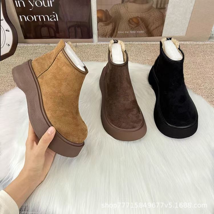 Thick Bottom Martin Boots Women'S Fleece-Lined Chelsea Short Boots Winter Women'S Shoes Burkan Shoes Women'S Boots - Image 5