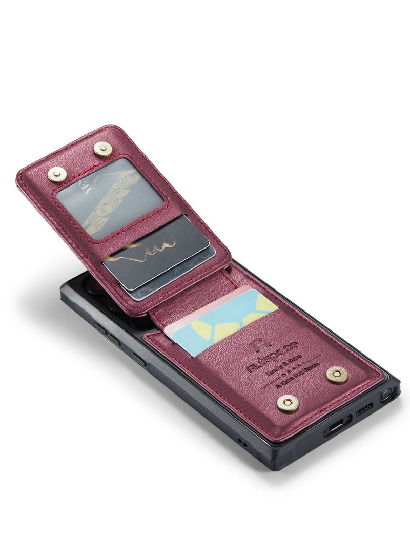 Suteni Back Cover Card Slots Leather Phone Case for Samsung - Image 3