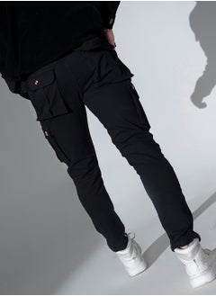 Hubberholme بنطلون كارجو رجالي أسود بقصّة Slim Fit  - Image 2