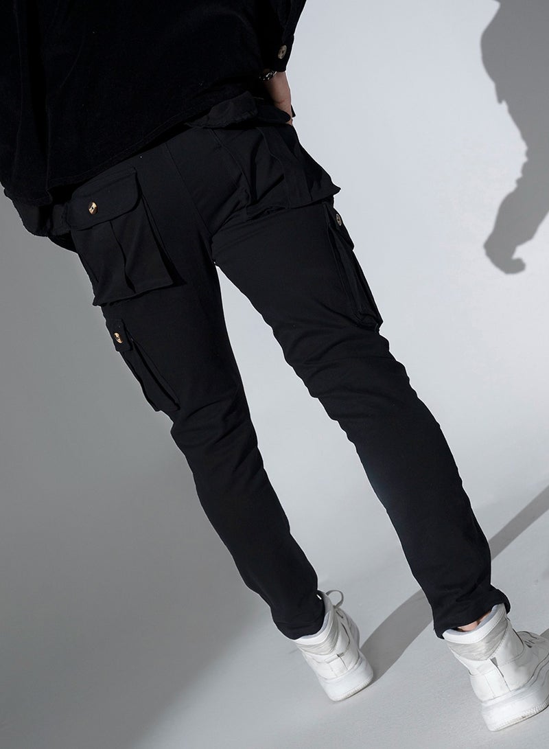 Hubberholme بنطلون كارجو رجالي أسود بقصّة Slim Fit  - Image 2