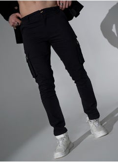 Hubberholme بنطلون كارجو رجالي أسود بقصّة Slim Fit  - Image 1