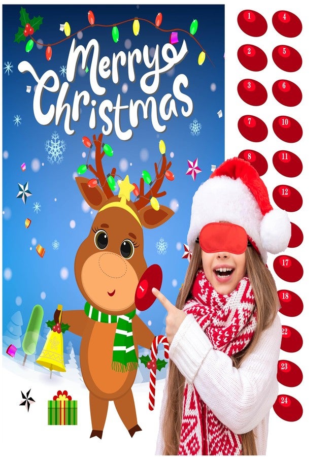 HRENCY Pin The Nose On The Reindeer Christmas Party Games for Kids Xmas Activities Holiday Party Game with 24PCS Nose Stickers Pin The Tail Christmas Party Favors Supplies for Adults - Image 2