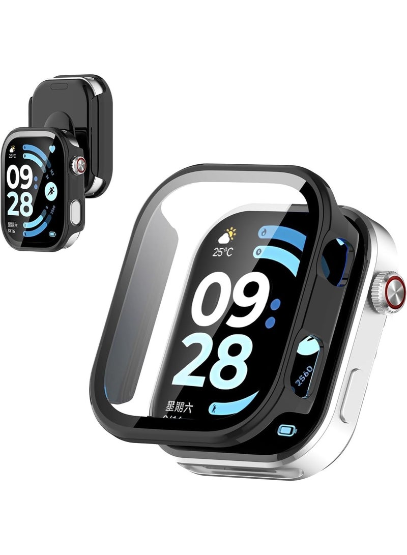 كيس مع حامي شاشة زجاجي مقلص متوافق مع Redmi Watch 6 (2025 صدر) ، غطاء كامل لحماية حاجات الكمبيوتر الشخصي الصلبة غطاء الوجه لـ Redmi Watch 6 (أسود) - Image 1