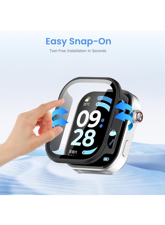 كيس مع حامي شاشة زجاجي مقلص متوافق مع Redmi Watch 6 (2025 صدر) ، غطاء كامل لحماية حاجات الكمبيوتر الشخصي الصلبة غطاء الوجه لـ Redmi Watch 6 (أسود) - Image 4