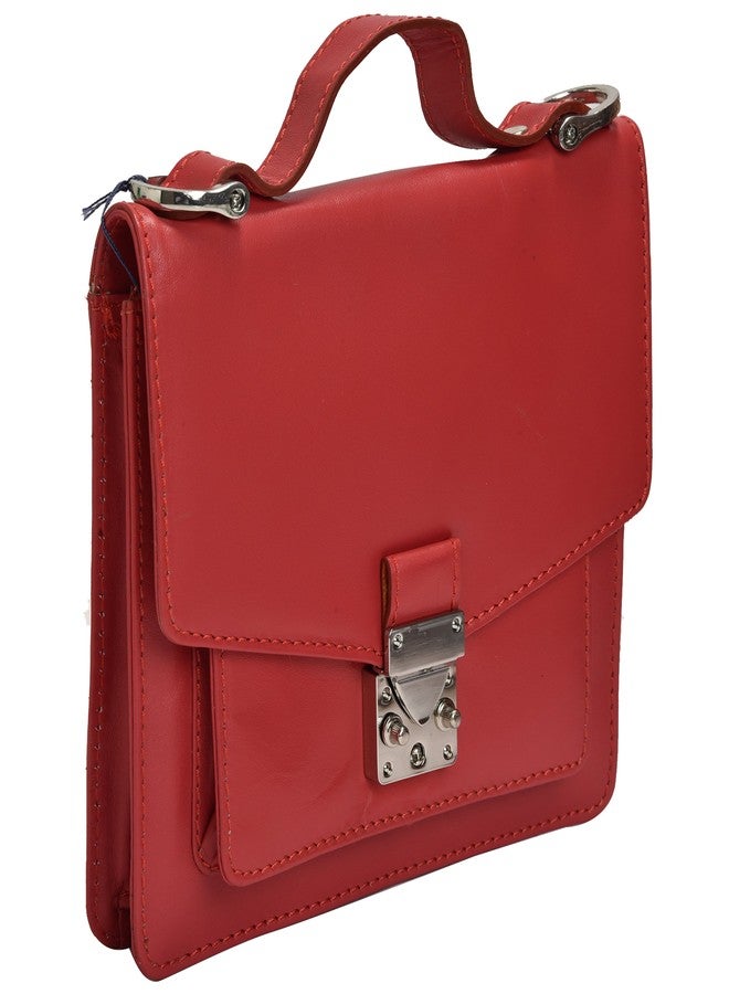 MANDAVA Genuine Leather Women's Mini Satchel Bag Side Bag Sling Shoulder Bag Ladies Handbag (Red) - Image 3