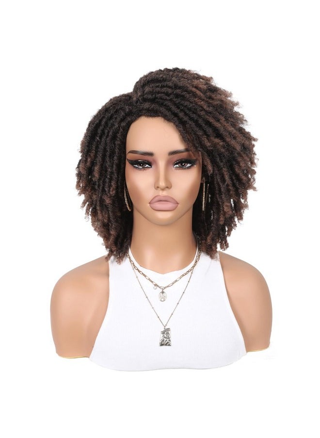Hanne Fashion Short Dreadlock Wig Twist Braided Wigs Faux Locs Wig For Women And Men African American Twist Braiding Synthetic Wig Afro Curly Wig (1B/30#)  - Image 1