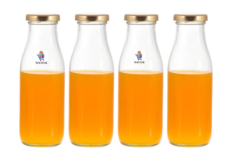 Machak Milk Bottle Glass Water Bottle For Fridge with Air Tight Cap, 300 ml, Clear (4) - Image 1
