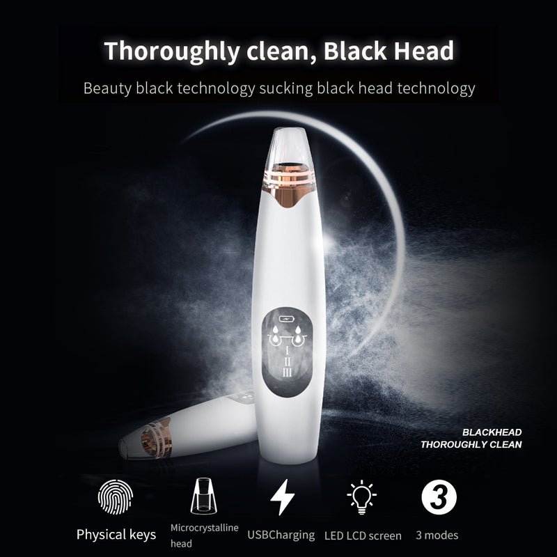 Blackhead Remover Facial Pore Vacuum Cleaner Electric Acne Comedone Whitehead Extractor Tool w/3 Suction Power/6 Probes - Image 2