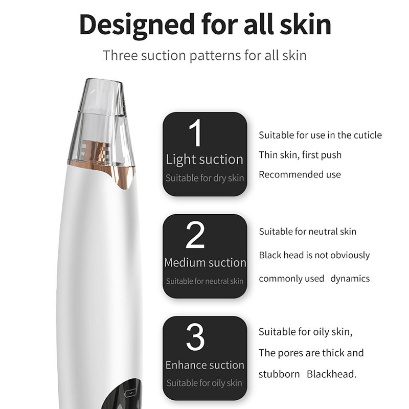 Blackhead Remover Facial Pore Vacuum Cleaner Electric Acne Comedone Whitehead Extractor Tool w/3 Suction Power/6 Probes - Image 5