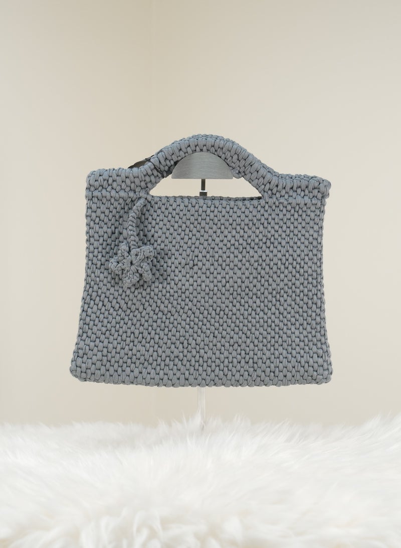 RandSac Dark Blue Crochet Handbag with Flower Detail - Image 1