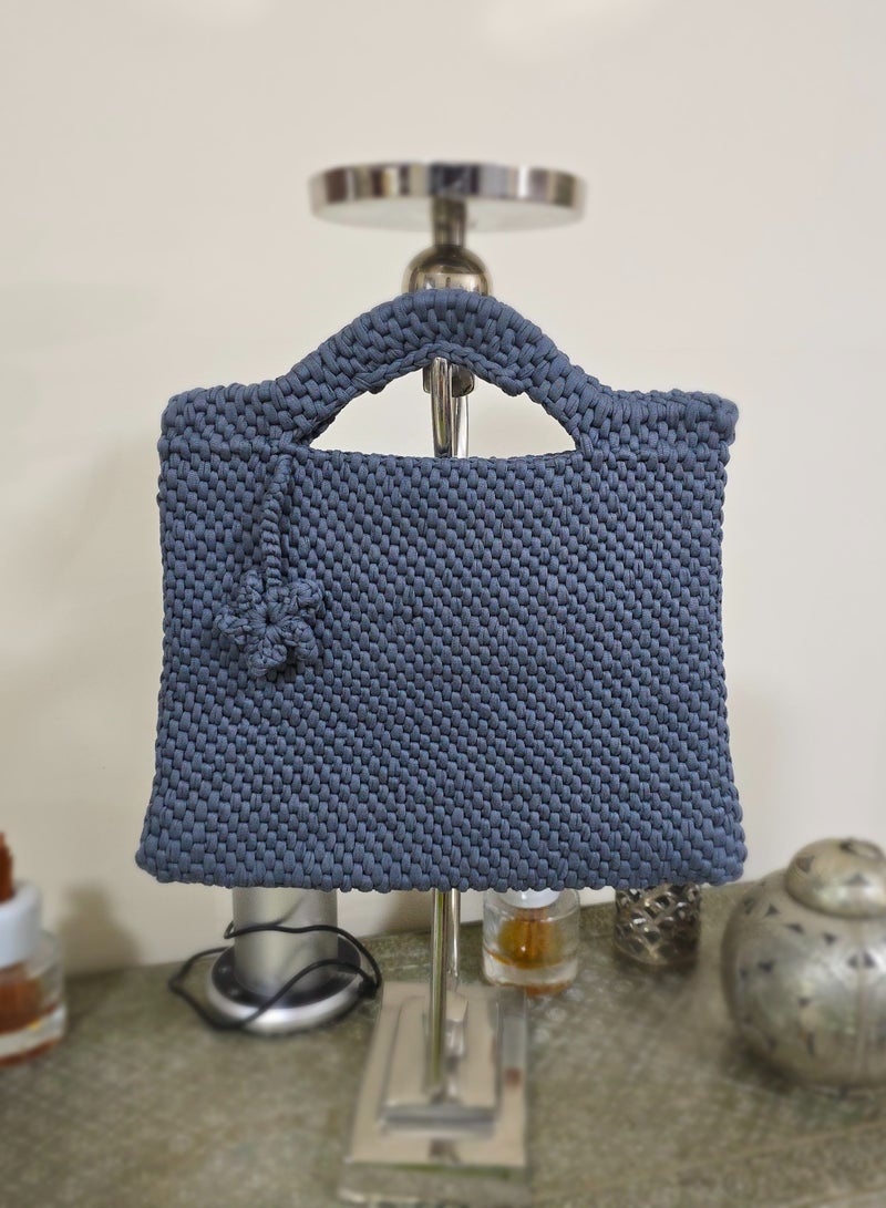 RandSac Dark Blue Crochet Handbag with Flower Detail - Image 3