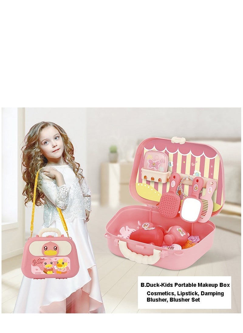 B.duck - Pretend Play Kids Vanity Set Beauty Princess Suitcase Set Portable Role Play Set with Accessories for Kids - Image 1