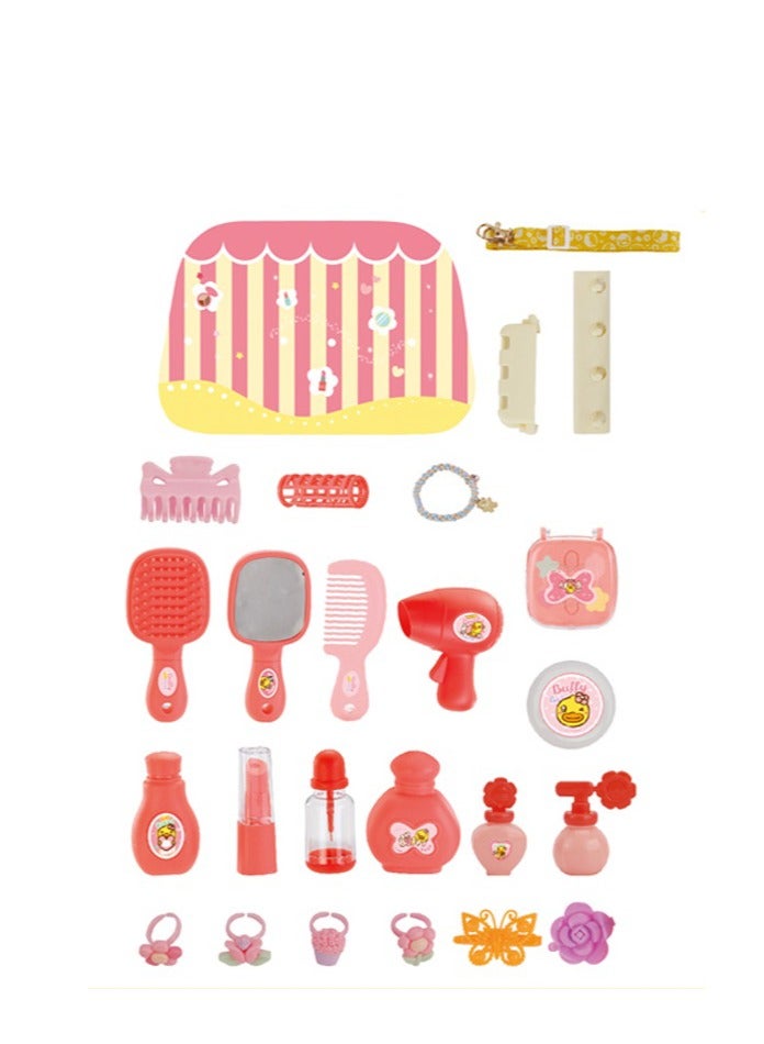 B.duck - Pretend Play Kids Vanity Set Beauty Princess Suitcase Set Portable Role Play Set with Accessories for Kids - Image 1