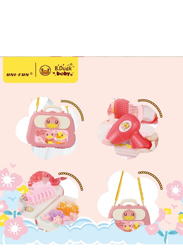 B.duck - Pretend Play Kids Vanity Set Beauty Princess Suitcase Set Portable Role Play Set with Accessories for Kids - Image 1