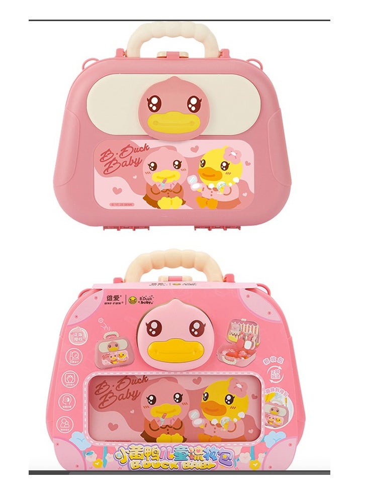 B.duck - Pretend Play Kids Vanity Set Beauty Princess Suitcase Set Portable Role Play Set with Accessories for Kids - Image 1