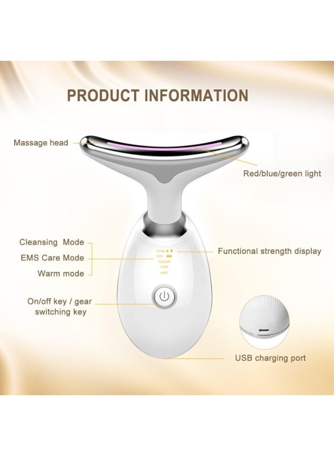 لوكاداه جهاز تدليك الوجه والرقبة - علاج ضوئي LED بثلاثة ألوان للبشرة، جهاز اهتزاز حراري بالتيار الدقيق لشد البشرة، ومكافحة الشيخوخة، وإزالة التجاعيد، وإزالة الذقن المزدوجة، أدوات رفع وشد البشرة للعناية بالبشرة - Image 3