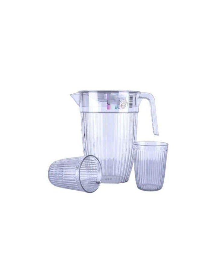 Acrylic Jug - High Quality & Shatterproof Treatment OM (Transparent, Jug with 2 Cups) - Image 1