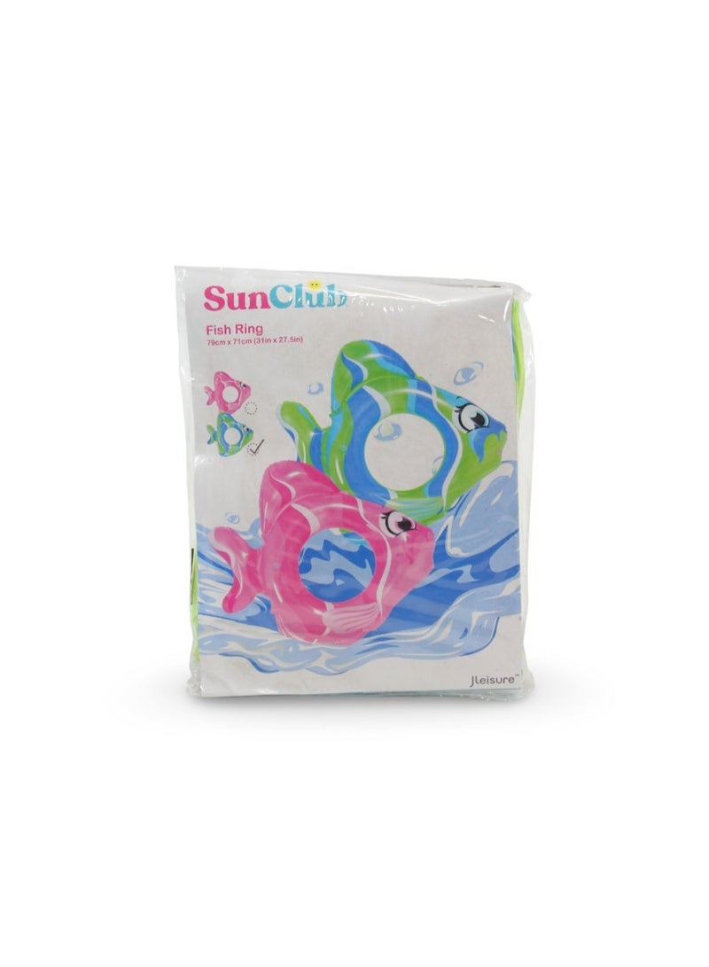 Sun Club Fish Inflatable Ring 79cm x 71cm – Green - Image 1