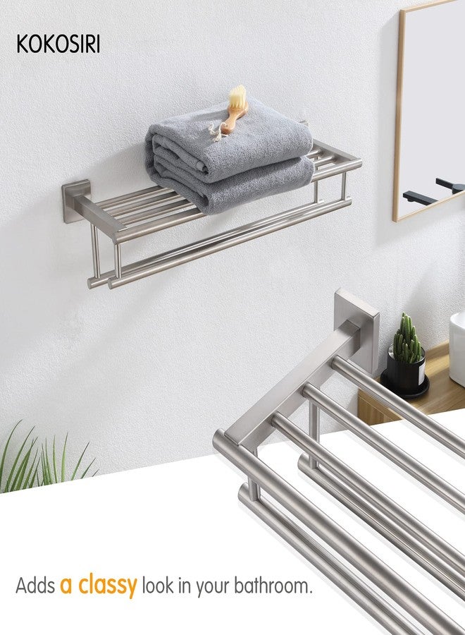 KOKOSIRI 20 Inch Towel Rail Towel Shelf with Double Towel Bars Bathroom Towel Rack Towel Holder Wall Mounted SUS 304 Stainless Steel, Brushed Nickel, B6005BR-L20 - Image 4