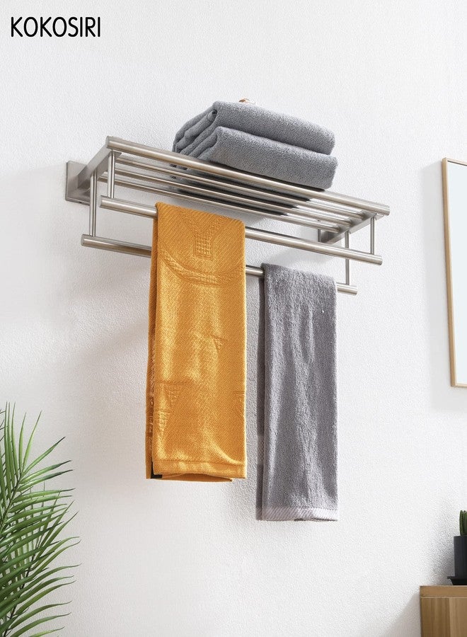 KOKOSIRI 20 Inch Towel Rail Towel Shelf with Double Towel Bars Bathroom Towel Rack Towel Holder Wall Mounted SUS 304 Stainless Steel, Brushed Nickel, B6005BR-L20 - Image 3