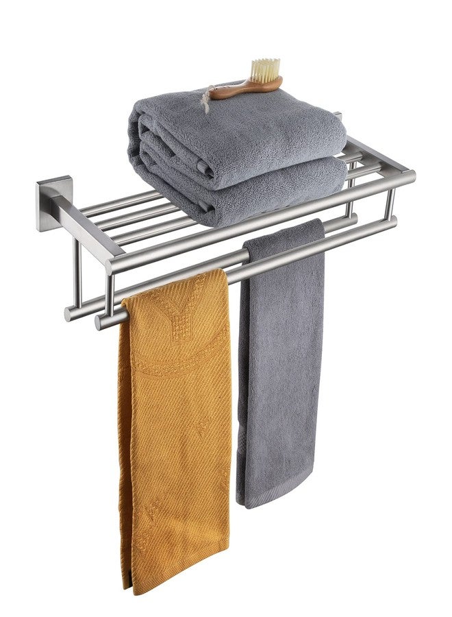 KOKOSIRI 20 Inch Towel Rail Towel Shelf with Double Towel Bars Bathroom Towel Rack Towel Holder Wall Mounted SUS 304 Stainless Steel, Brushed Nickel, B6005BR-L20 - Image 1