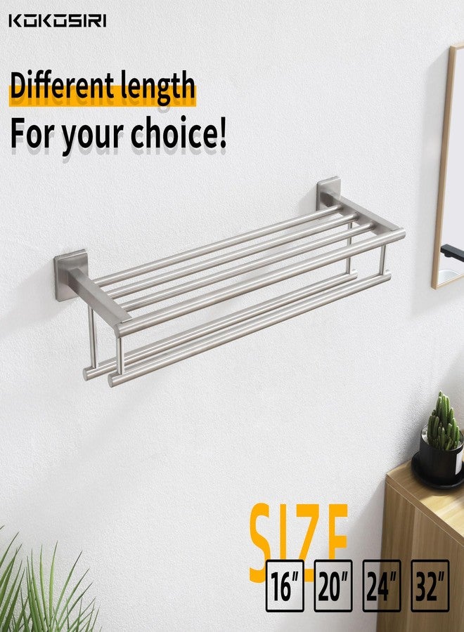KOKOSIRI 20 Inch Towel Rail Towel Shelf with Double Towel Bars Bathroom Towel Rack Towel Holder Wall Mounted SUS 304 Stainless Steel, Brushed Nickel, B6005BR-L20 - Image 5