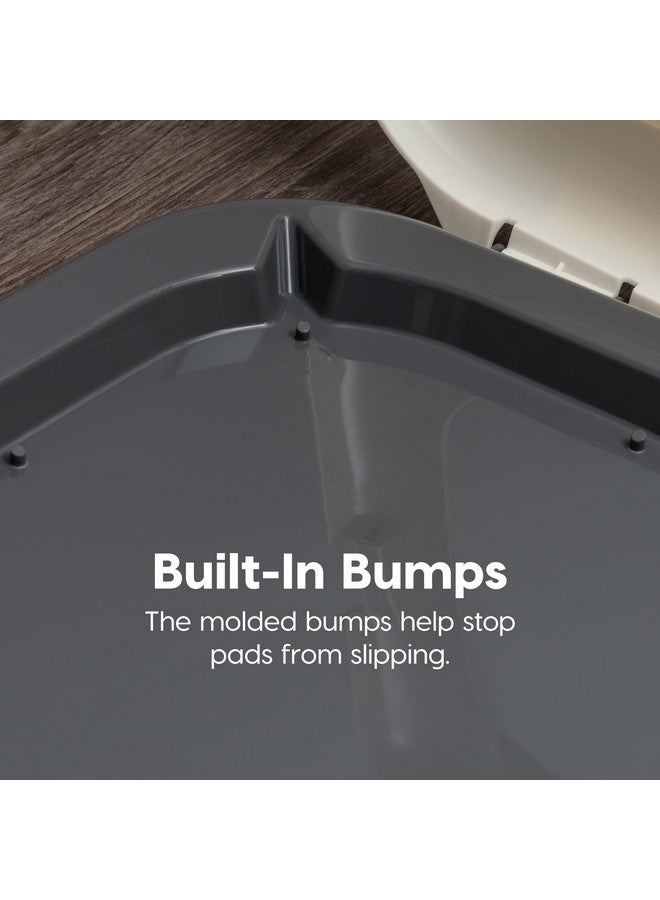 آيريس حامل منصات التبول من IRIS USA - منصات تبول للكلاب والجراء بمقاسات عادية للتدريب على استخدام المرحاض، مزودة بمزالج آمنة، وأقدام مانعة للانزلاق، وحماية من التسرب، تناسب منصات مقاس 22 × 22 بوصة أو أكبر، مربعة، لون رمادي غامق - Image 3