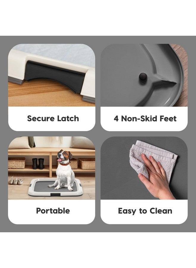 آيريس حامل منصات التبول من IRIS USA - منصات تبول للكلاب والجراء بمقاسات عادية للتدريب على استخدام المرحاض، مزودة بمزالج آمنة، وأقدام مانعة للانزلاق، وحماية من التسرب، تناسب منصات مقاس 22 × 22 بوصة أو أكبر، مربعة، لون رمادي غامق - Image 2