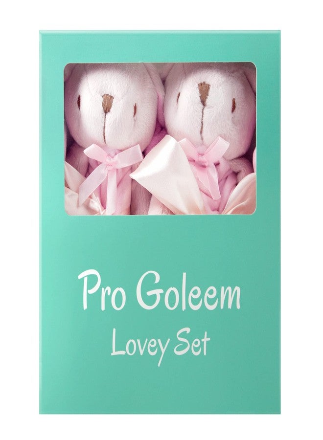 Pro Goleem Bunny Security Blanket Twin Baby Gifts Baby Snuggle Toy Lovey for Infant Girls Soft Lovie Pink, 2 Pack - Image 1