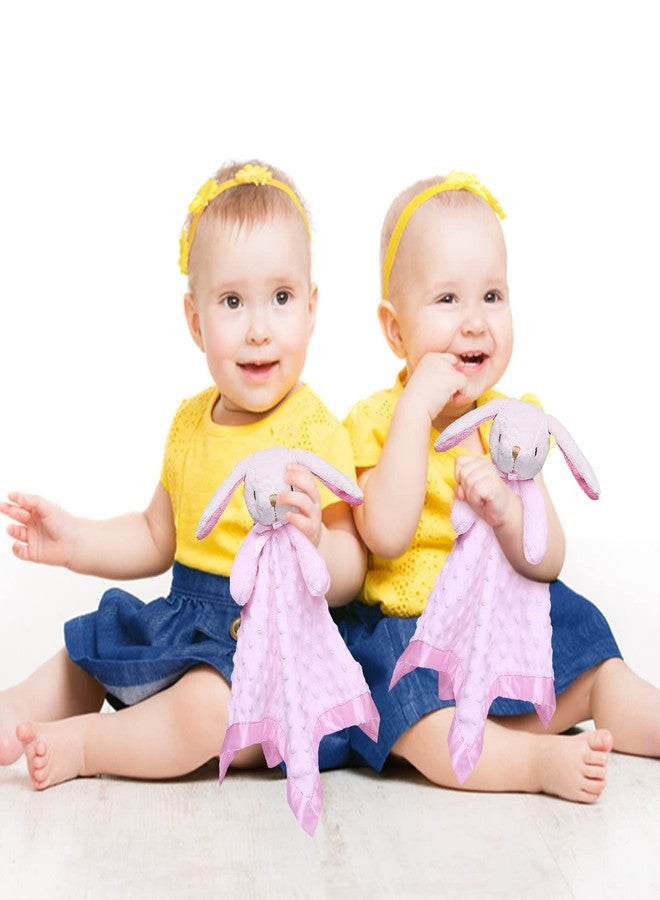 Pro Goleem Bunny Security Blanket Twin Baby Gifts Baby Snuggle Toy Lovey for Infant Girls Soft Lovie Pink, 2 Pack - Image 3
