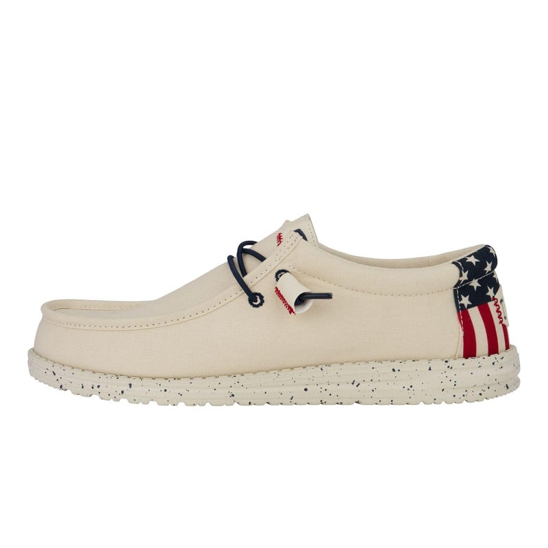 HEYDUDE Wally Patriotic, Mens Shoes, Slip-on Loafers, Comfortable & Light-Weight Off-White - Image 1