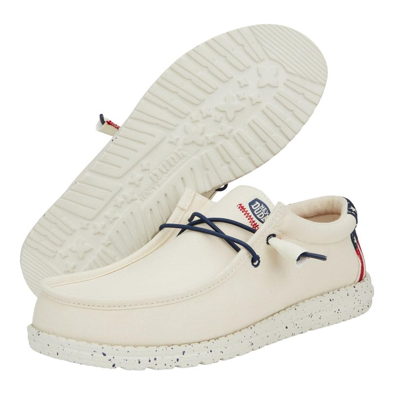 HEYDUDE Wally Patriotic, Mens Shoes, Slip-on Loafers, Comfortable & Light-Weight Off-White - Image 3