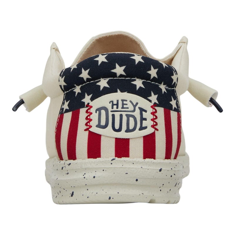 HEYDUDE Wally Patriotic, Mens Shoes, Slip-on Loafers, Comfortable & Light-Weight Off-White - Image 4
